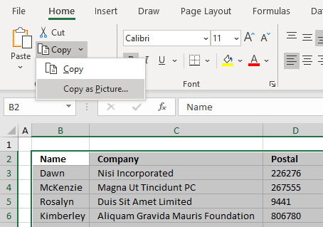 Print screen the entire worksheet popup menu