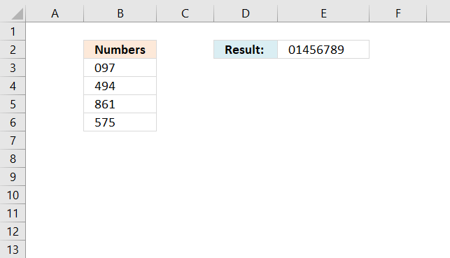 Sort and return unique distinct single digits from cell range