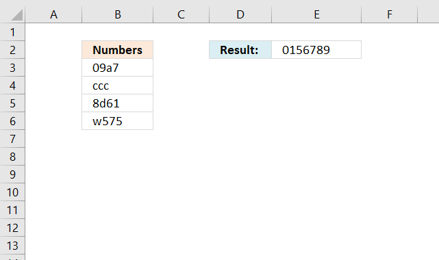 Sort and return unique distinct single digits from cell range2