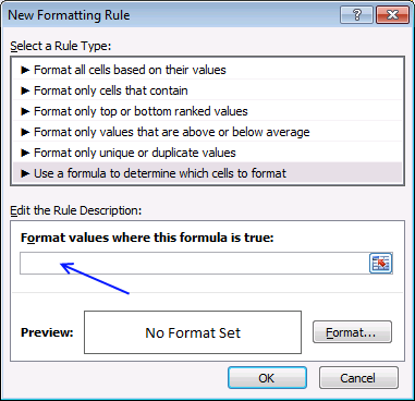 format values where this formula is true