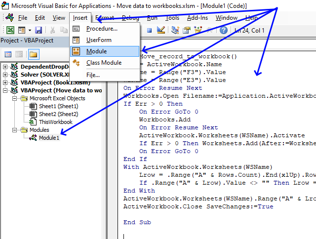 save data to workbooks automatically VB editor