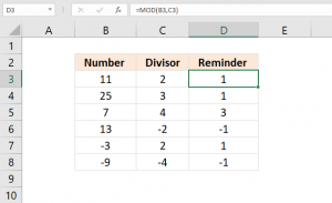 How to use the MOD function