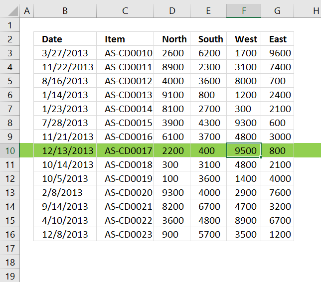 Highlight row and column of selected cell