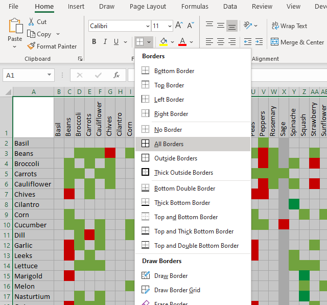 How to build a comparison chart all borders