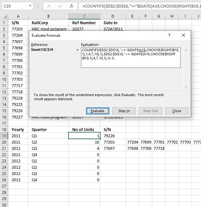 How to group items by quarter using formulas evaluate formula