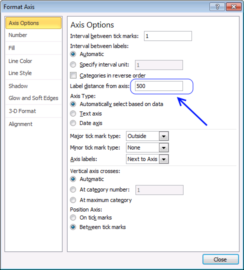 Change label distance