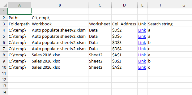 Search all workbooks in a folder and subfolders using multiple search strings VBA