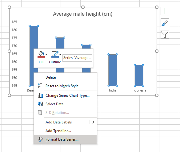 Use pictures in a column chart change chart gap width