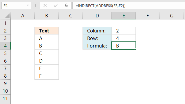 INDIRECT function ADDRESS function