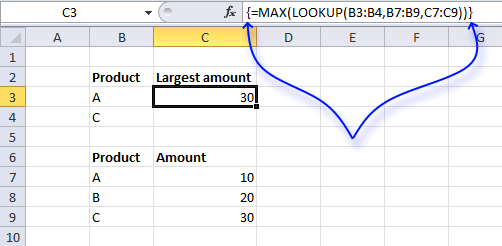 Lookup function array formula