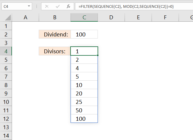 Find divisors without remainder