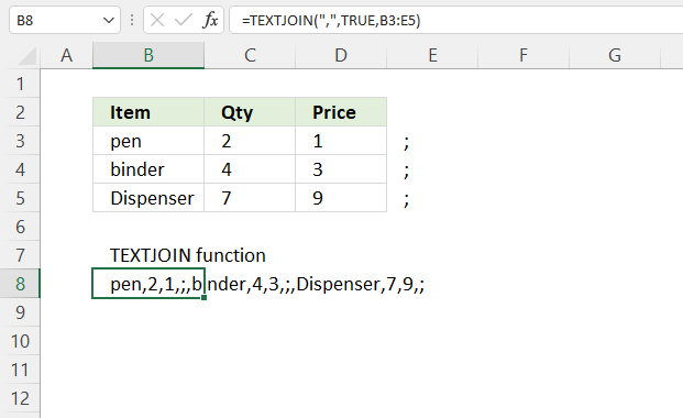 TEXTJOIN function add row delimiting characters