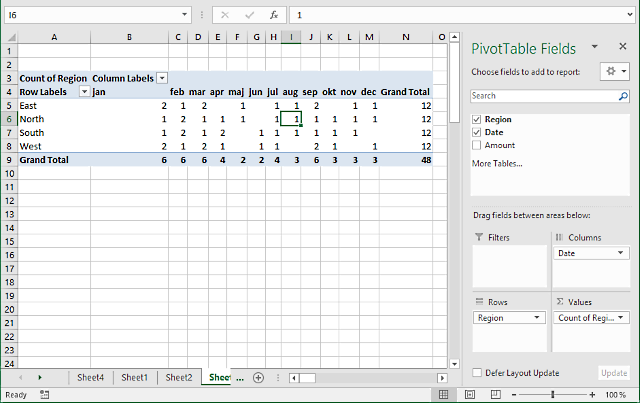 pivot table - Values area2