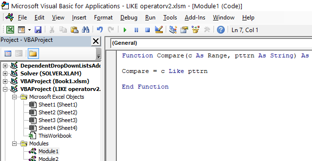 LIKE operator UDF compare