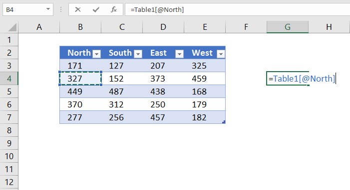 reference excel table value on the same row