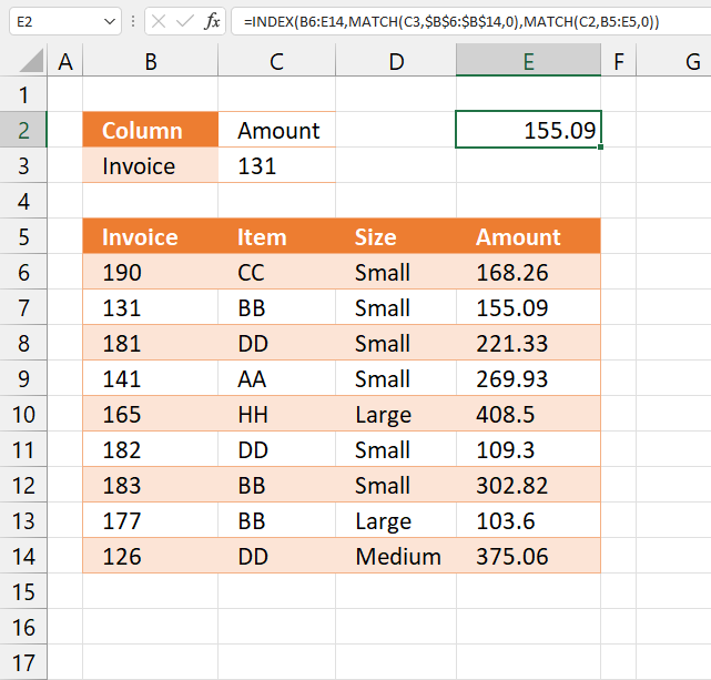 HLOOKUP function INDEX MATCH 2