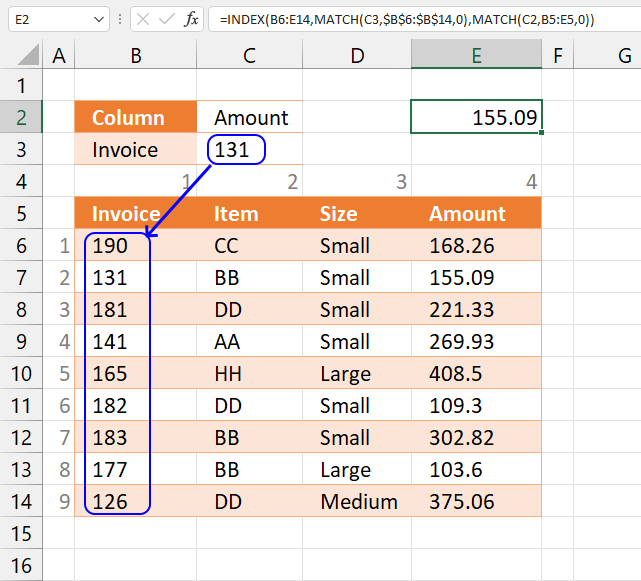 HLOOKUP function INDEX MATCH explain1