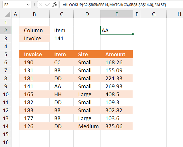 HLOOKUP function horizontal and vertical lookup