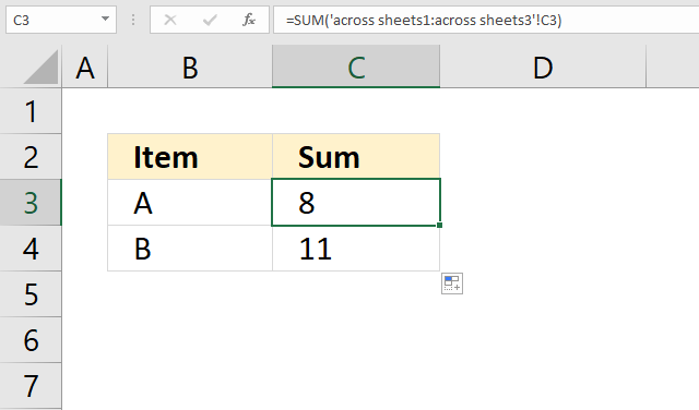 SUM function across worksheets
