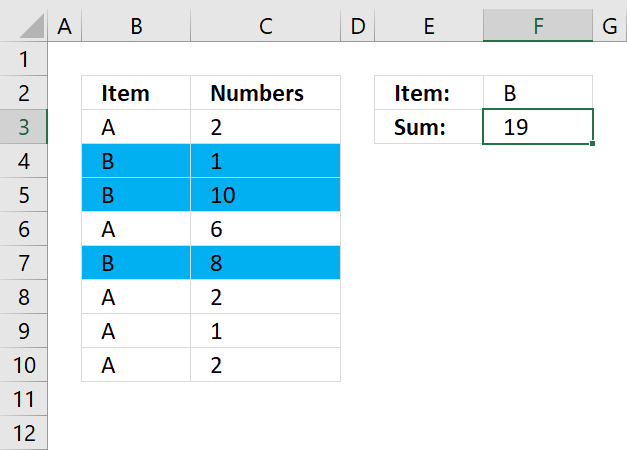 SUM function by color