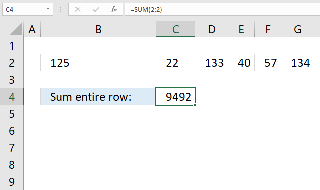 SUM function entire row