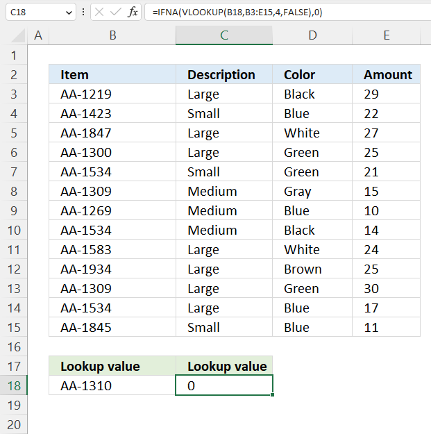 VLOOKUP zero if not found