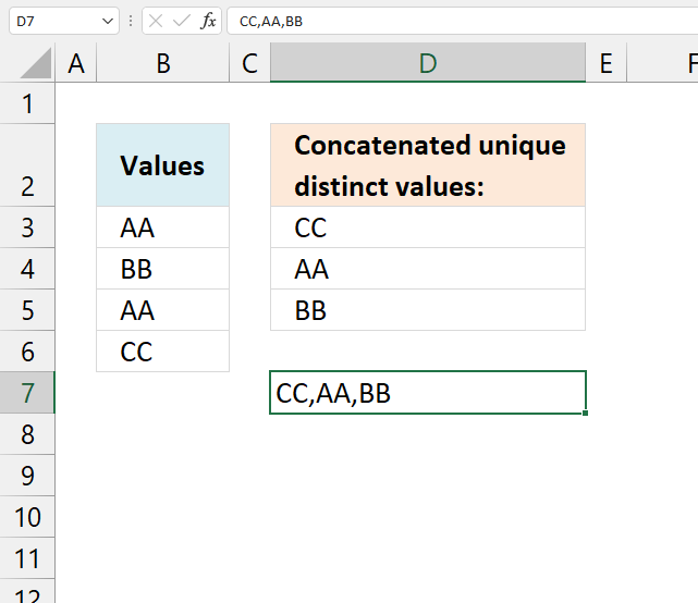 Concatenate unique distinct values Earlier Excel versions3