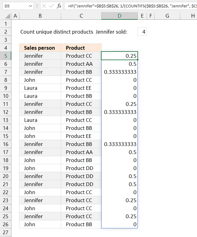 Count unique distinct values based on a condition3