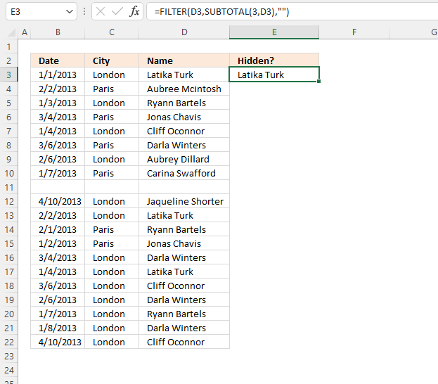 Filter duplicate values using criteria Autofilter step 1