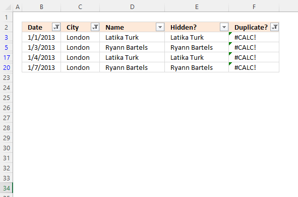 Filter duplicate values using criteria Autofilter