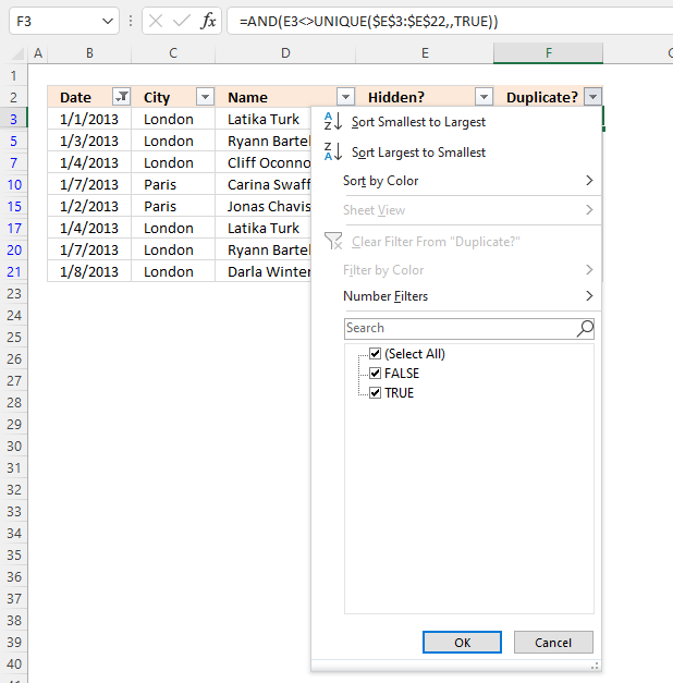 Filter duplicate values using criteria Autofilter6