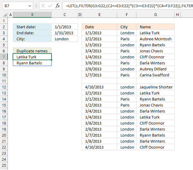 Filter duplicate values using criteria Excel 365 formula