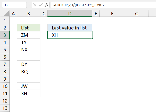 Find last value in a column 1