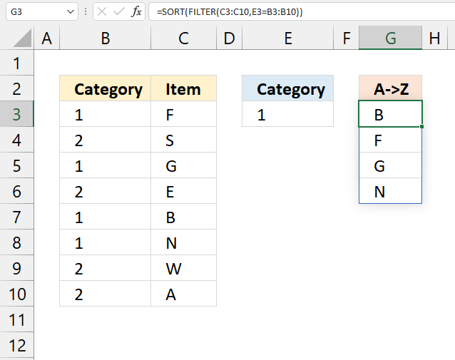 Use VLOOKUP and return multiple values sorted from A to Z Excel 365