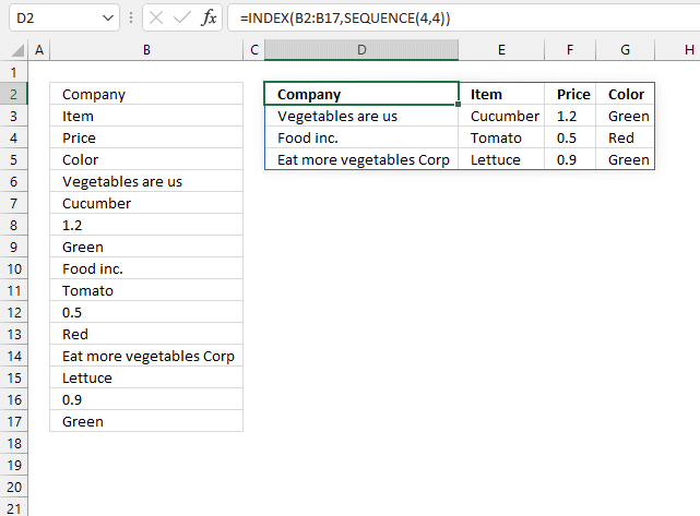 Rearrange values one column to many Excel 365