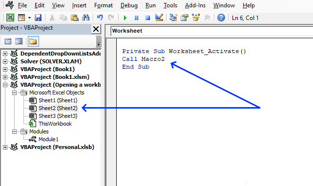 Run a macro automatically when activating a specific worksheet worksheet module code