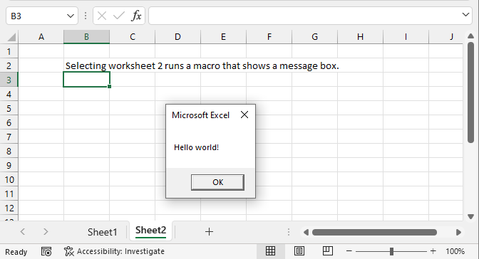 Run a macro automatically when activating a specific worksheet