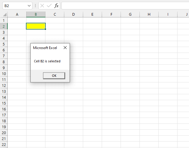 Run macro when specific cell is selected