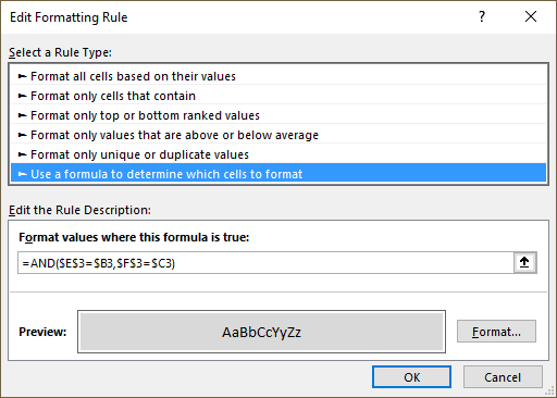 AND function Conditional formatting1