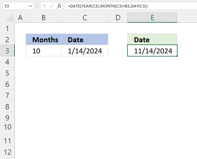 Excel Date function add months