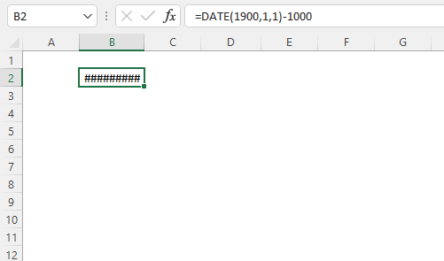 Excel Date function returns hashtags