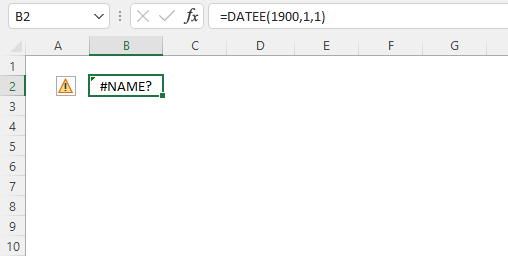 Excel Date name error