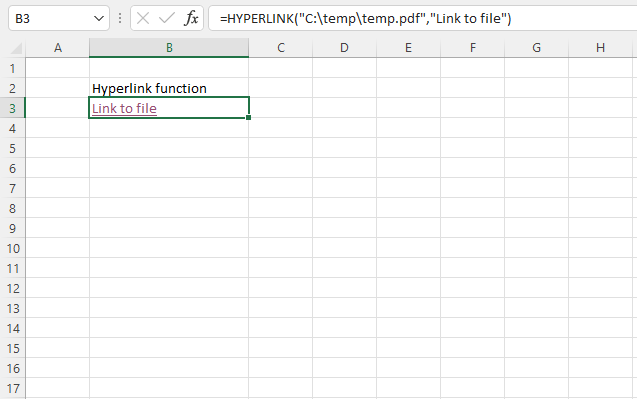 HYPERLINK function link to file