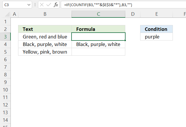 If cell contains text return value