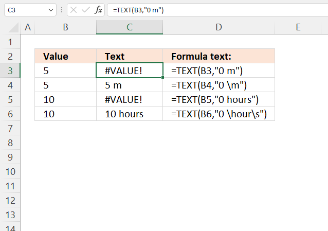 TEXT function escape characters