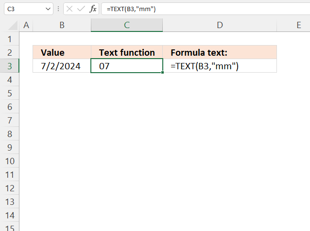 TEXT function month with leading zero