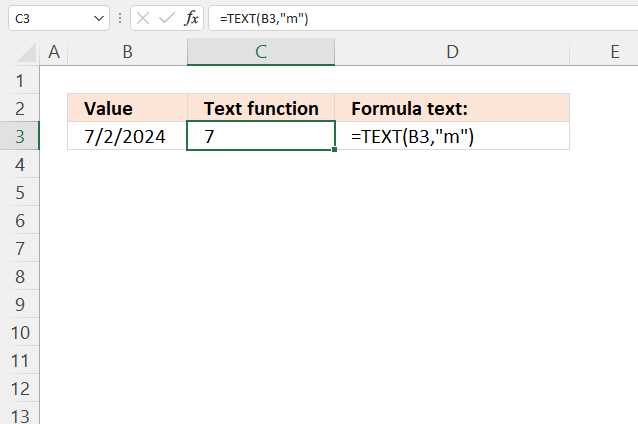 TEXT function month without leading zero