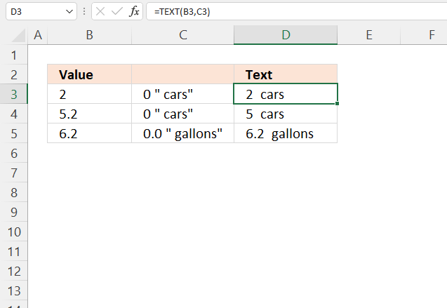 TEXT function text and numbers