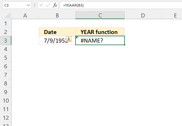 YEAR function NAME error