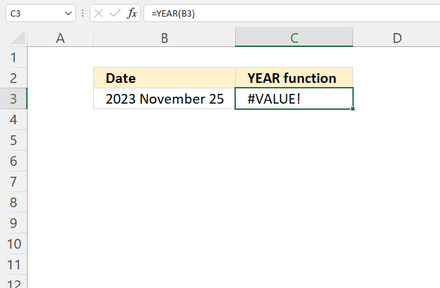 YEAR function VALUE error